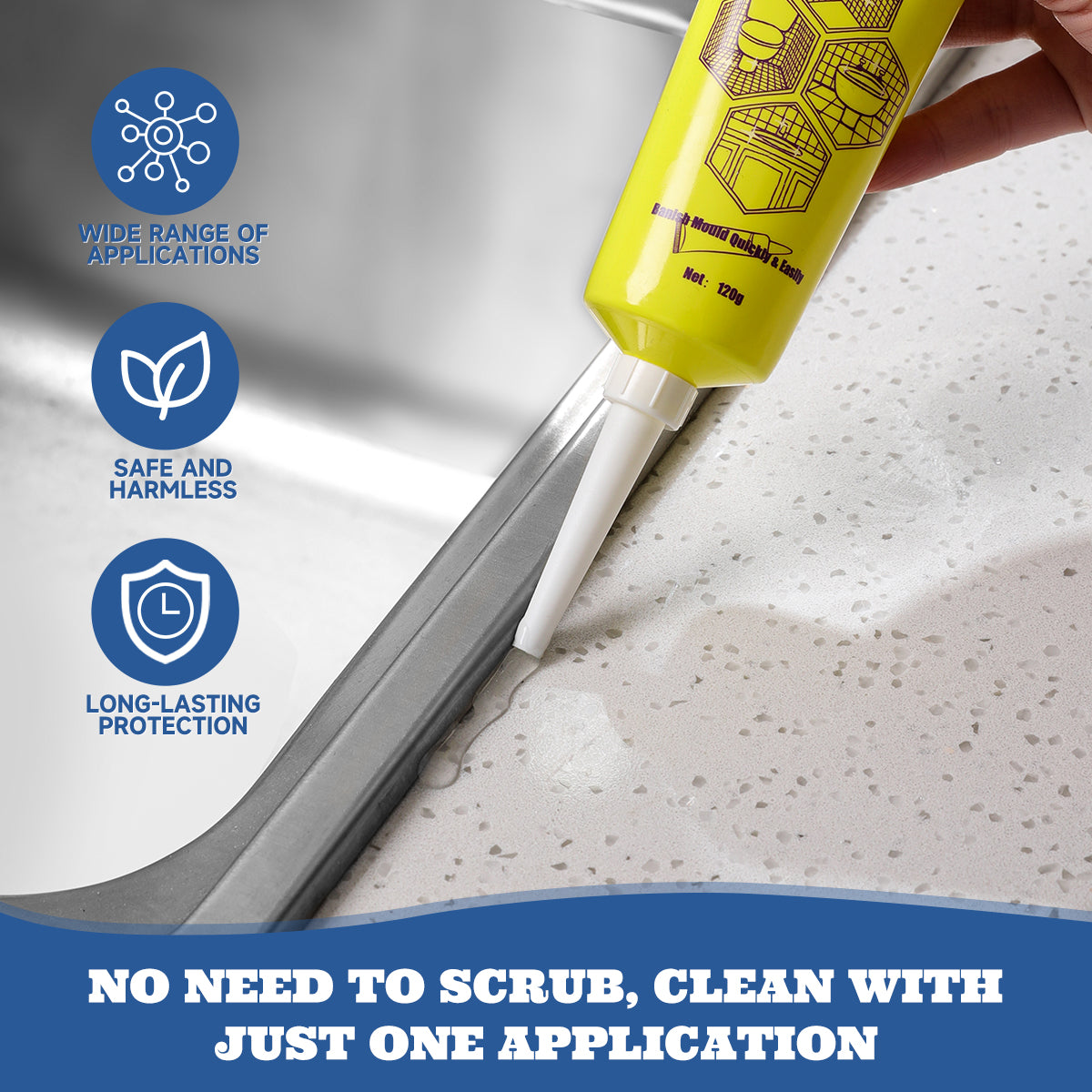 Powerful Mold Remover Gel Mildew Cleaner Stain Remover for Bathroom Kitchen Tile Grout Washing Machine Rubber Seal Wall Tiles Household Safe Non-Toxic Fast Acting