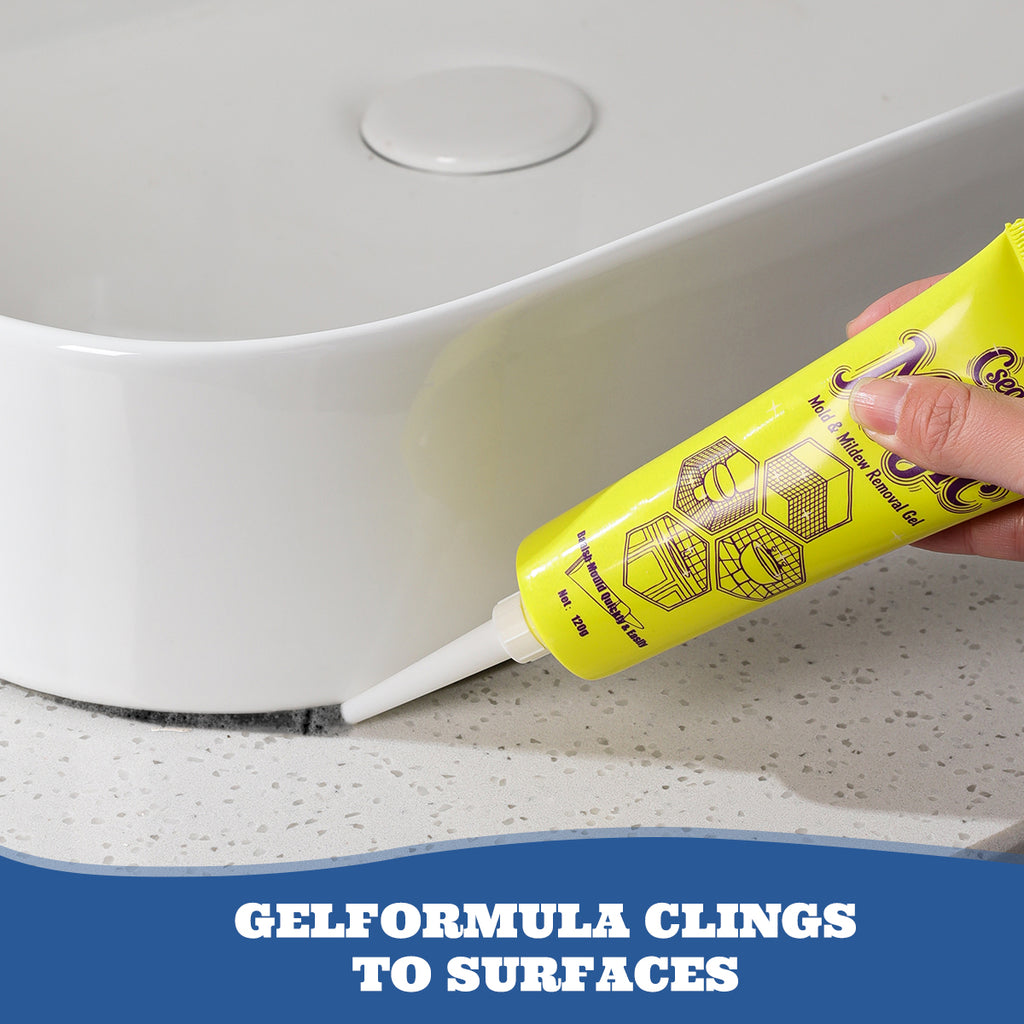 Powerful Mold Remover Gel Mildew Cleaner Stain Remover for Bathroom Kitchen Tile Grout Washing Machine Rubber Seal Wall Tiles Household Safe Non-Toxic Fast Acting