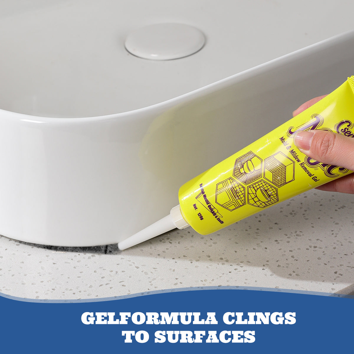 Powerful Mold Remover Gel Mildew Cleaner Stain Remover for Bathroom Kitchen Tile Grout Washing Machine Rubber Seal Wall Tiles Household Safe Non-Toxic Fast Acting