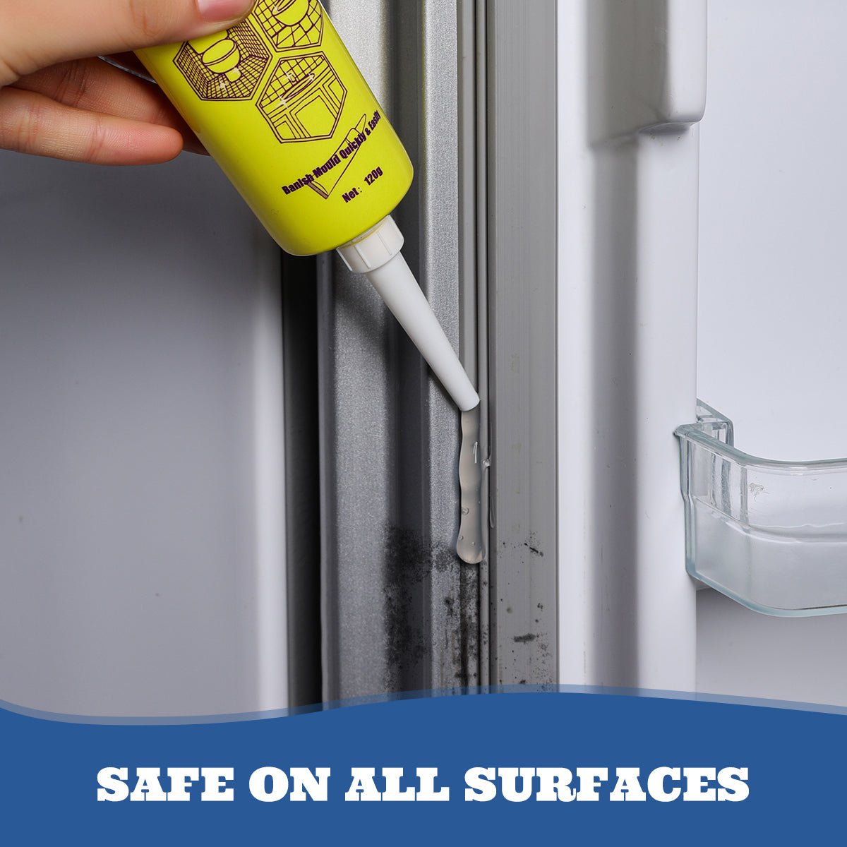 Powerful Mold Remover Gel Mildew Cleaner Stain Remover for Bathroom Kitchen Tile Grout Washing Machine Rubber Seal Wall Tiles Household Safe Non-Toxic Fast Acting