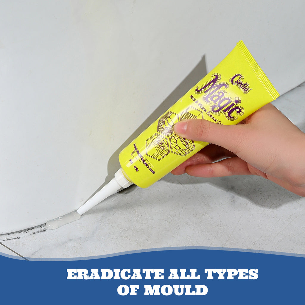 Powerful Mold Remover Gel Mildew Cleaner Stain Remover for Bathroom Kitchen Tile Grout Washing Machine Rubber Seal Wall Tiles Household Safe Non-Toxic Fast Acting