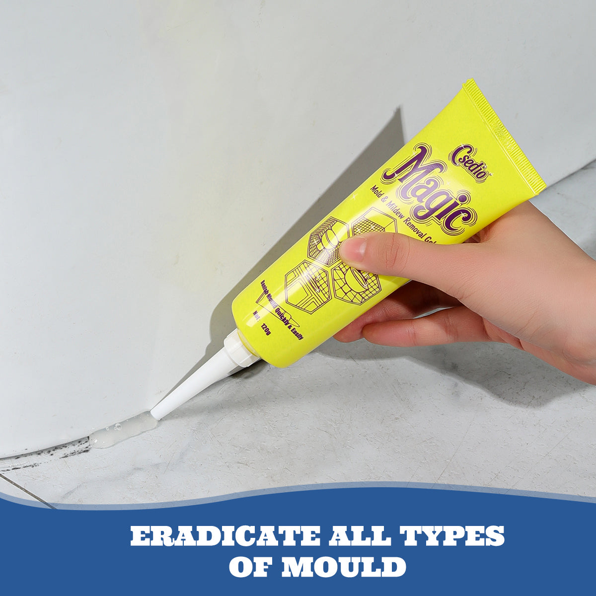 Powerful Mold Remover Gel Mildew Cleaner Stain Remover for Bathroom Kitchen Tile Grout Washing Machine Rubber Seal Wall Tiles Household Safe Non-Toxic Fast Acting